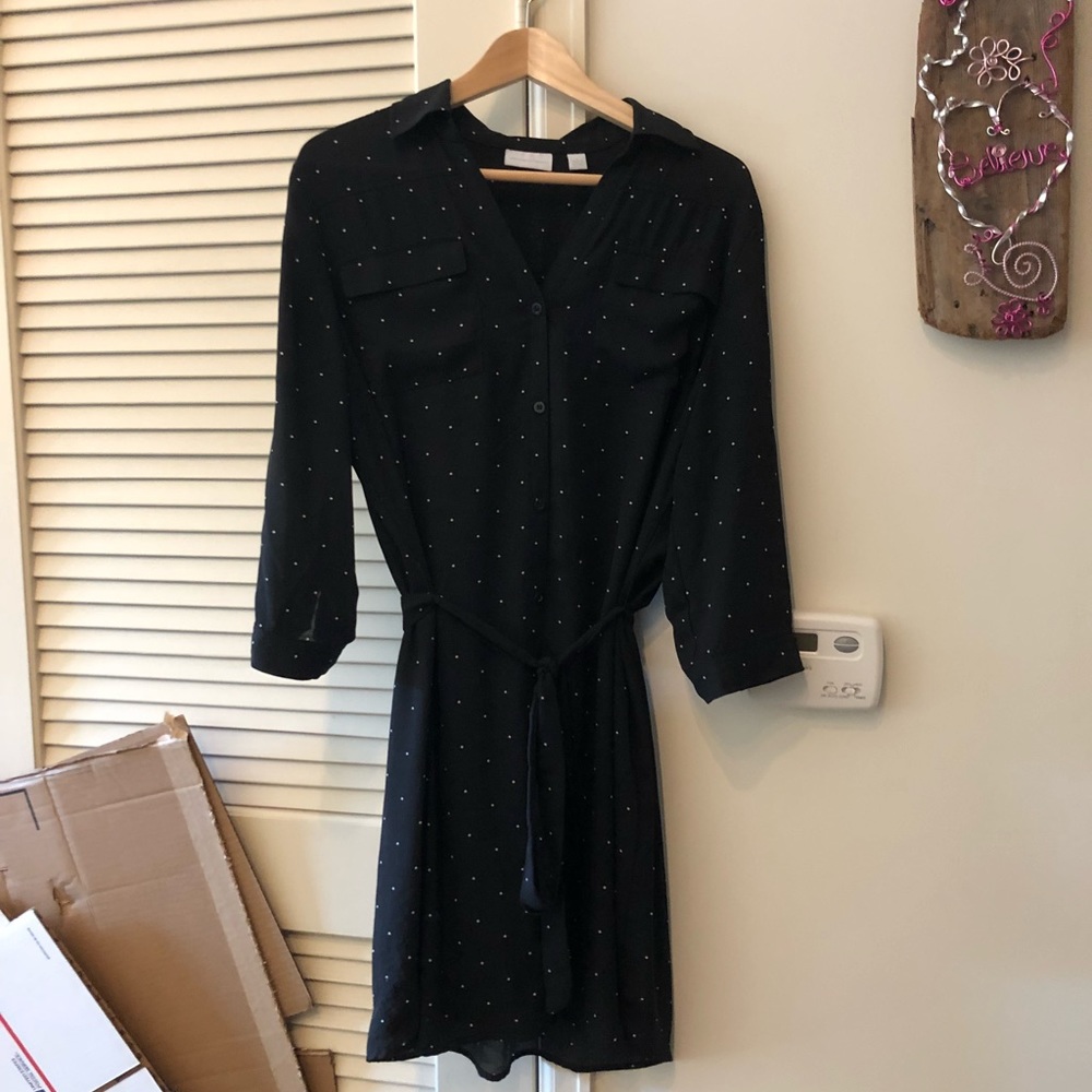 New York & Co dress, size L, black w/white dots